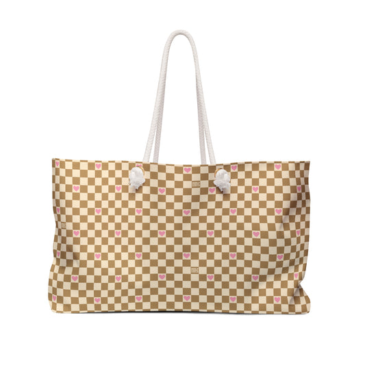Checkerboard Heart Sandy Weekender Bag