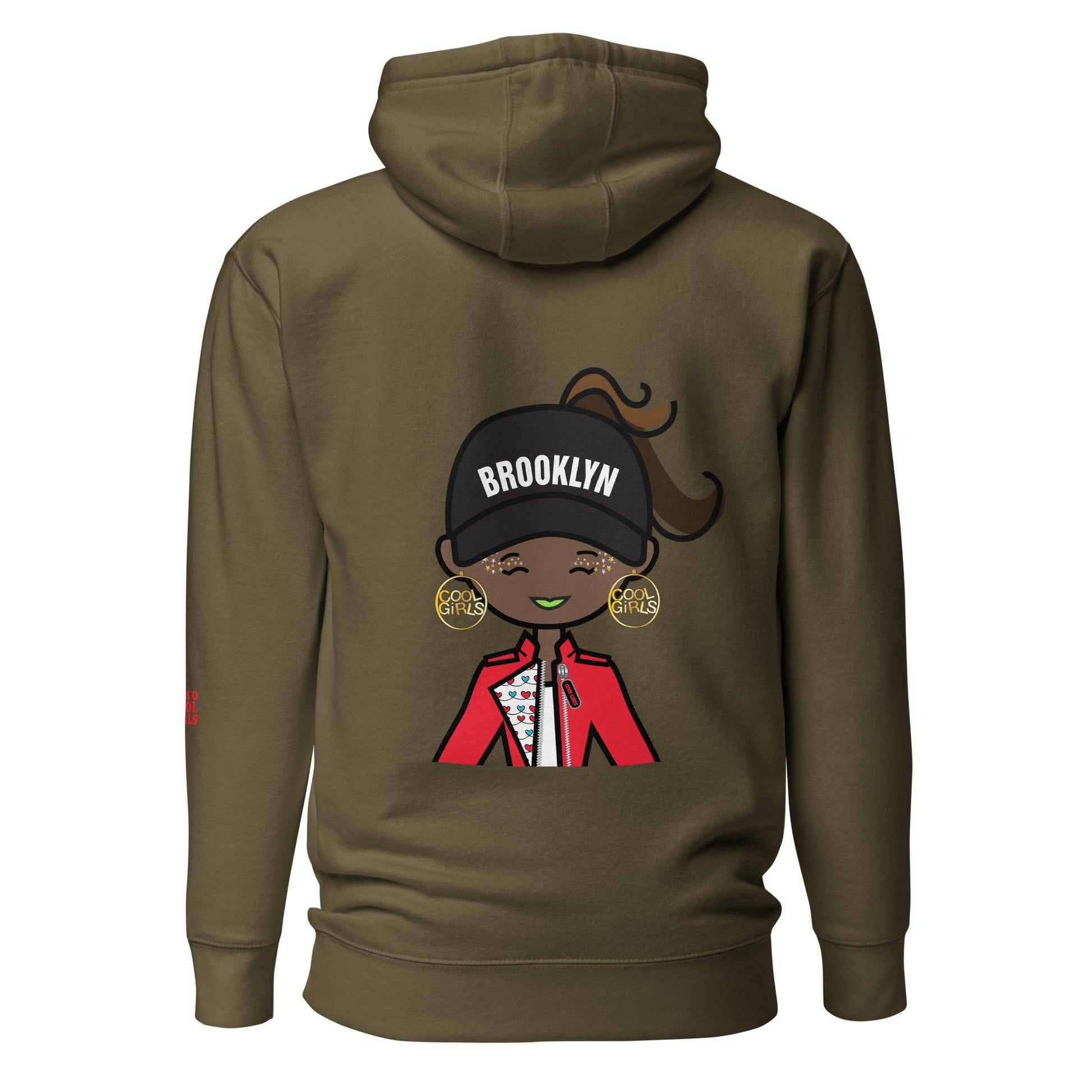 Khaki hoodie, sweatshirt, Brooklyn Cool Girl, Miss O Cool Girls brand